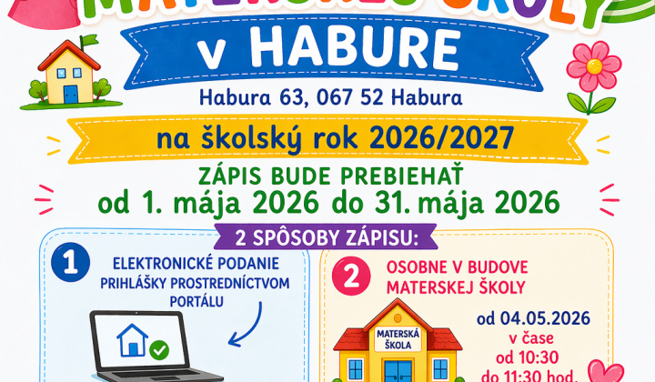 1. fotografia fotogalérie Aktuality / Zápis do Materskej školy v Habure - foto
