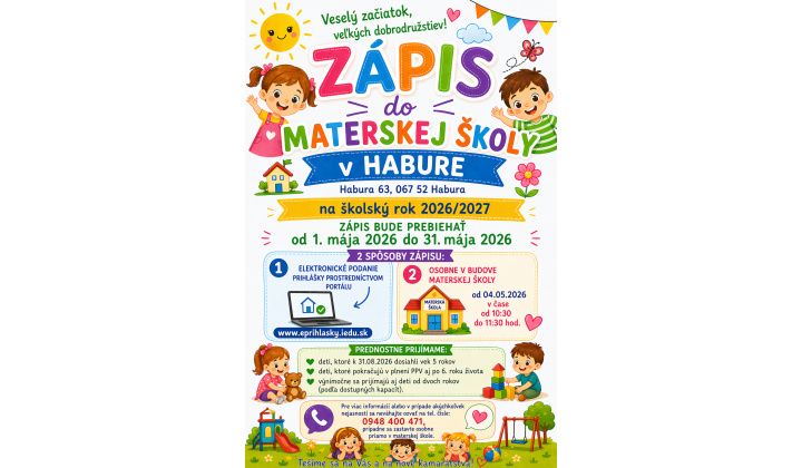 Zápis do Materskej školy v Habure