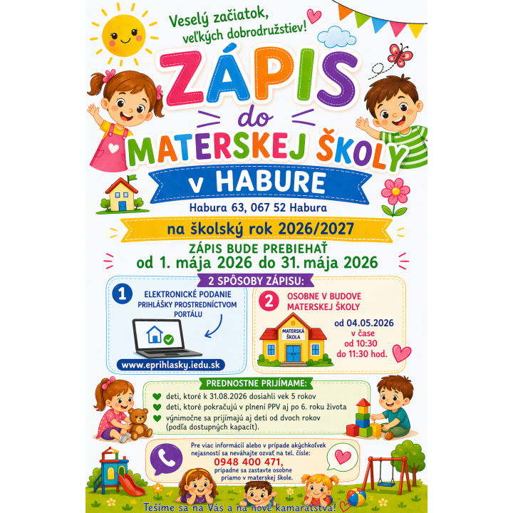 Zápis do Materskej školy v Habure